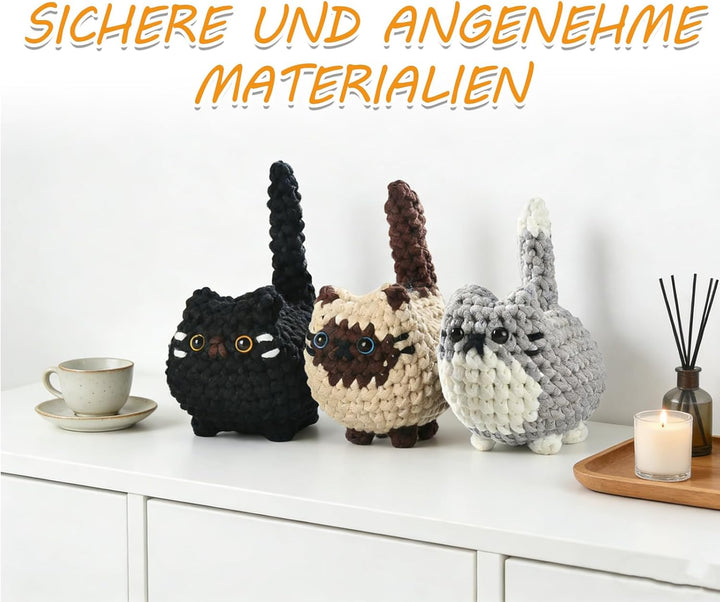 Hoypeyfiy Häkel-Set für Anfänger für Niedliche Tierfiguren, Komplettes Amigurumi-Set mit Videoanleit