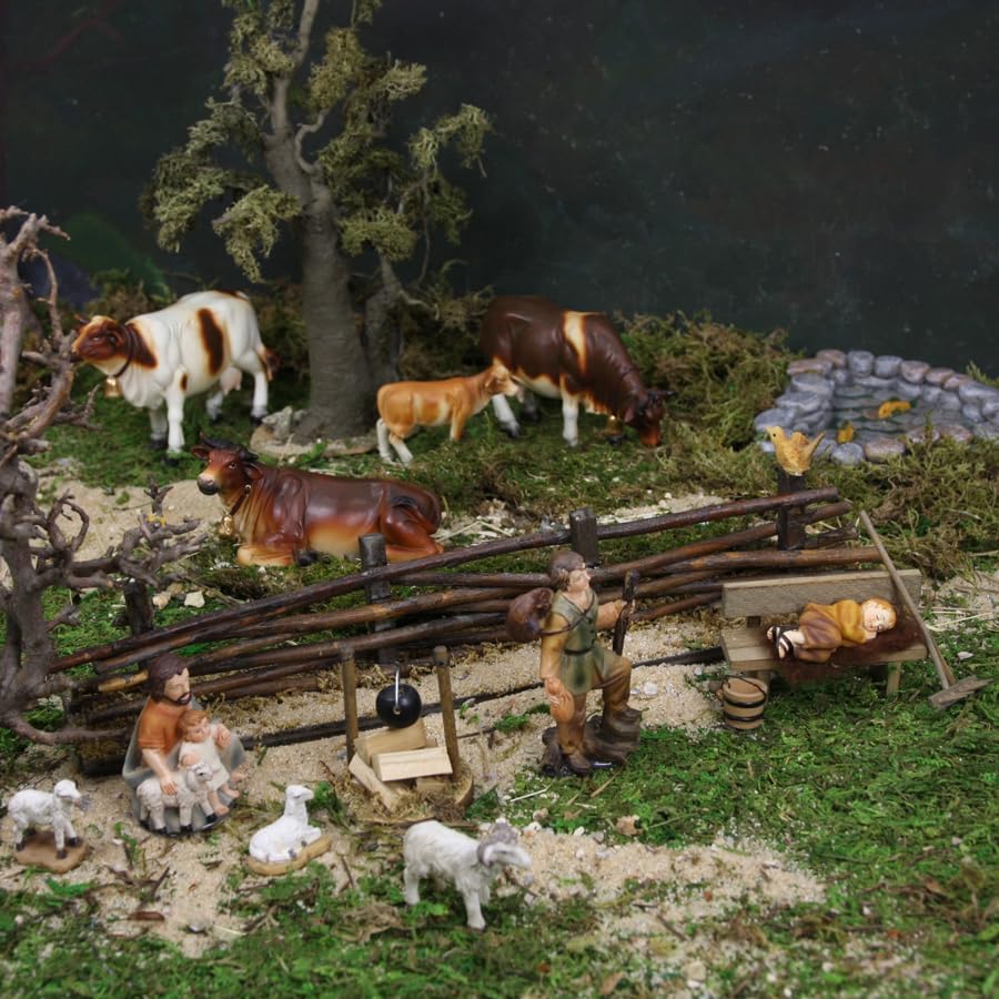 FADEDA 4X Kühe/Höhe:8 cm/handbemalt/detailgetreue Krippen Figuren - Weihnachten Tisch Dekoration Kri