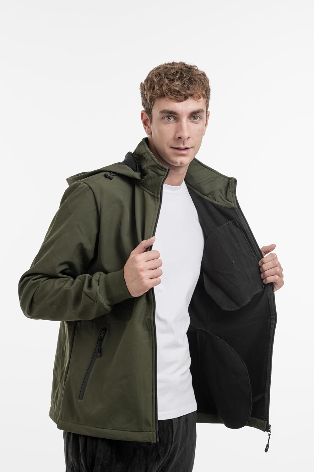 TONY BACKER Herren-Winterjacke, Softshelljacke, wasserdicht, winddicht, mit Kapuze, warme Jacke für