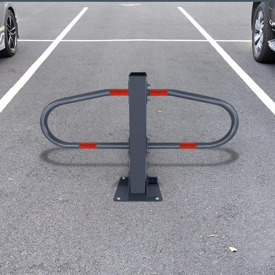 Froadp 73x51cm Klappbare Parkplatzsperren Stahl Absperrpfosten Parkbügel Mobile Parkpfosten mit Schl