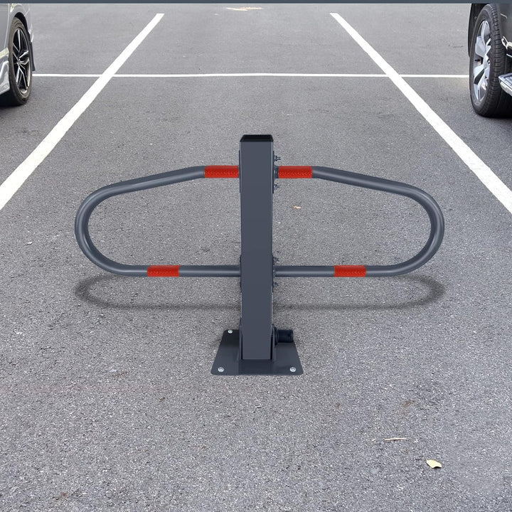 Froadp 73x51cm Klappbare Parkplatzsperren Stahl Absperrpfosten Parkbügel Mobile Parkpfosten mit Schl