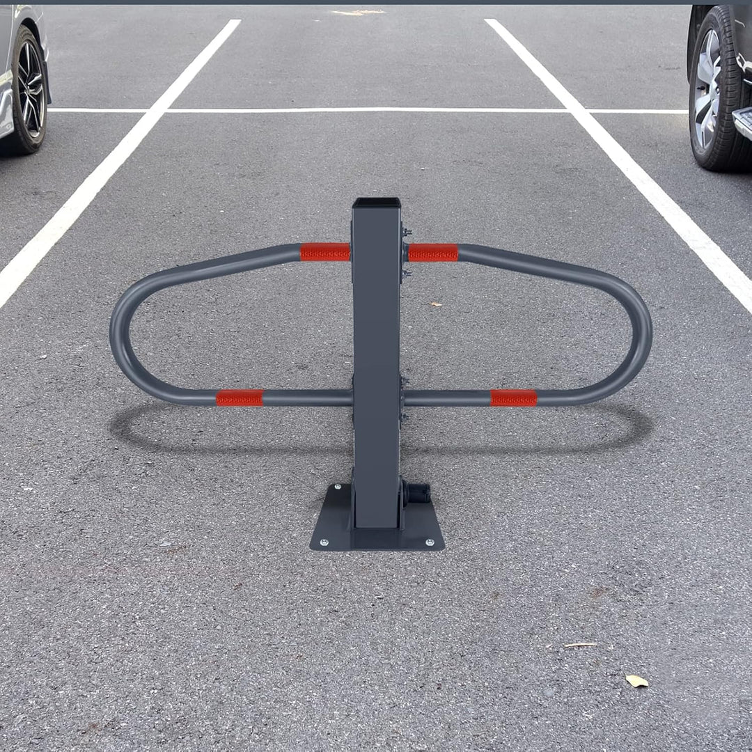 Froadp 73x51cm Klappbare Parkplatzsperren Stahl Absperrpfosten Parkbügel Mobile Parkpfosten mit Schl