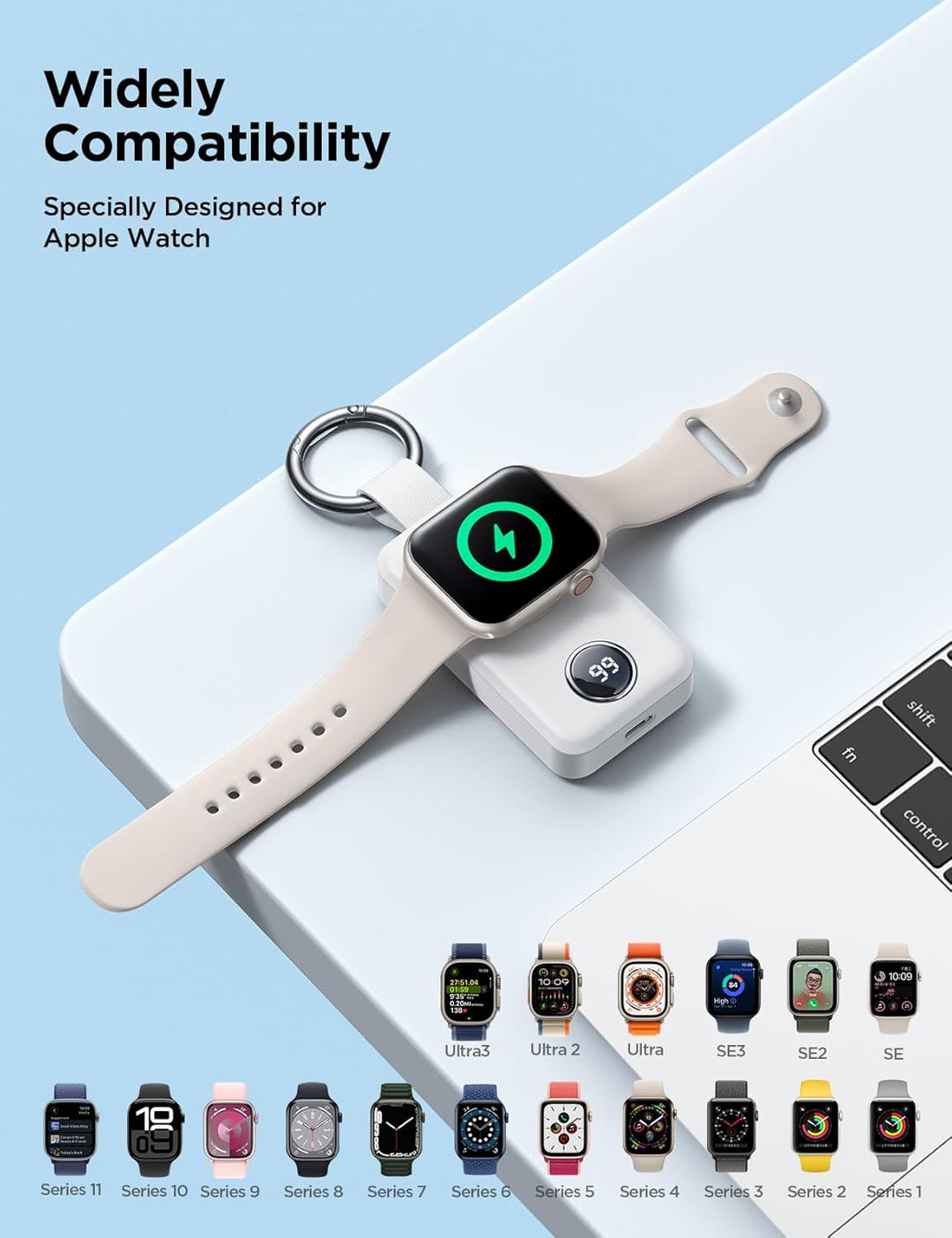 JOYROOM 2000 mAh Kabelloses Ladegerät für Apple Watch-Serie 10/9/8/7/6/5/SE/4/3/2/UItra 2/Ultra, Mag