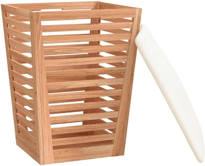 Badhocker aus Nussbaumholz mit Stauraum 40,5x40,5x56 cm, Wäschekorb und Sitzhocker für das Badezimme