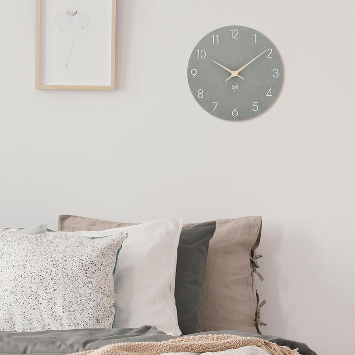 Wanduhr Funk MDF Holz Wanduhr Ohne Tickgeräusche Lautlos 25cm Quarz Batterie Gross Einfach zu Lesen