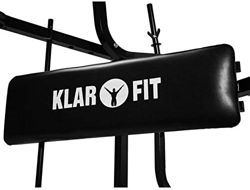 Klarfit Workout Hero Hantelbank - Bankdrücken Bank aus Stahlrohr, Fitnessbank mit Arm- & Beincurler,