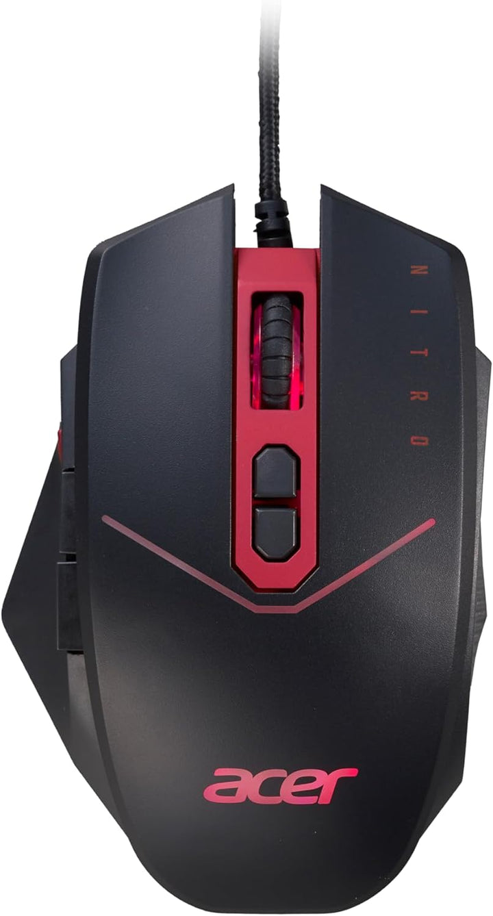 Acer Nitro Gaming Maus (4.200 DPI, anpassbar mit Vier Stufen und acht Tasten inkl. Burst Fire, LED B