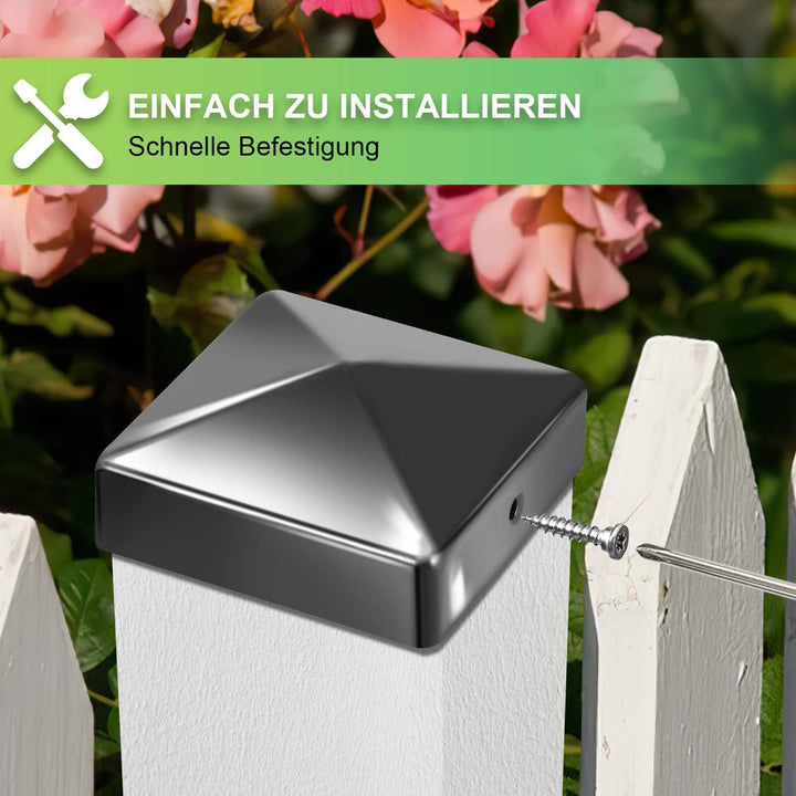 10 Pfostenkappen 71x71mm Zaunpfosten Metall Zaunpfosten verzinkt Pyramiden Form Pfostenabdeckung Zau