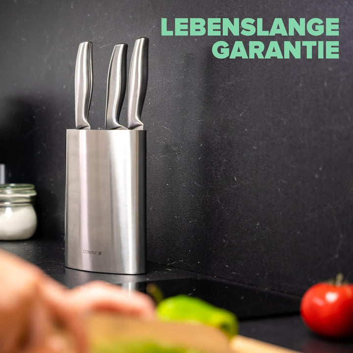 Coninx Messerblock ohne Messer - Messerblock mit Borsteneinsatz - Knife Block in Silber - Universal