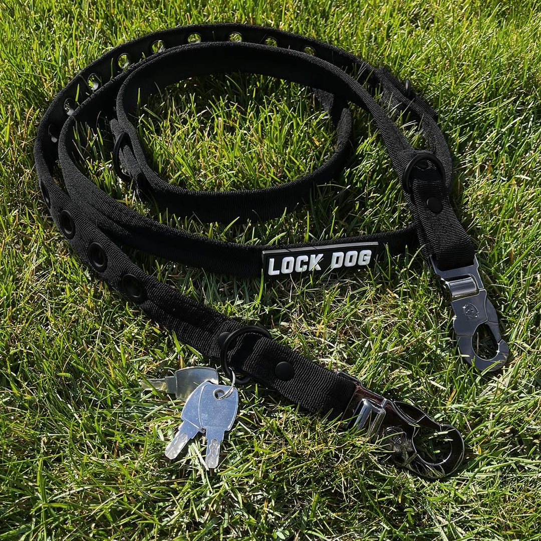 Hundeleine 2.0 LOCK DOG Schnitt und bissfest + 2 Schlösser und 3 Schlüssel sicher abschliessen Leine