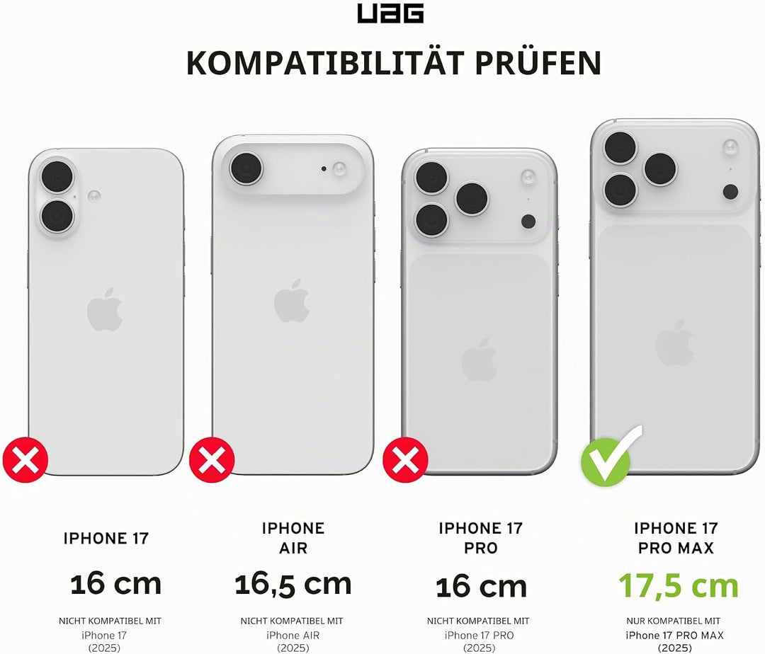 URBAN ARMOR GEAR Pathfinder MS Hülle kompatibel mit Apple iPhone 17 Pro Max Case (Wireless Charging/