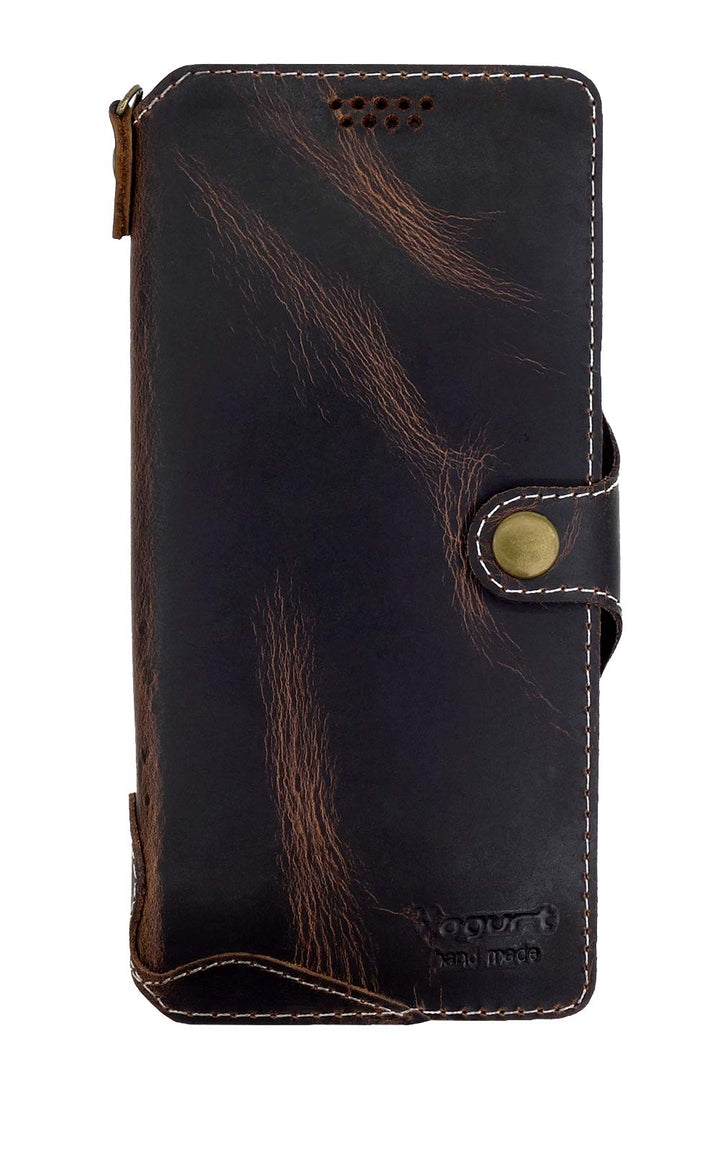Yogurt Lederhülle für iPhone 14 Pro, Hülle Ledertasche Echtleder Case Handyhülle für iPhone 14 Pro,