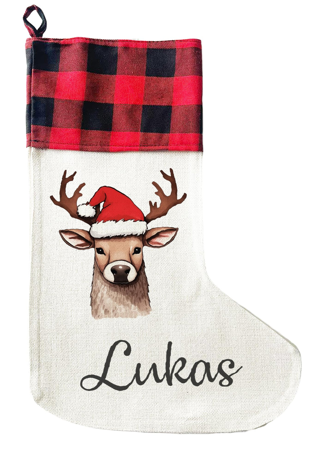 Personalisierte Weihnachtssocken - 40cm x 30cm - Weihnachtsstrumpf zum Nikolaus oder Weihnachten - N