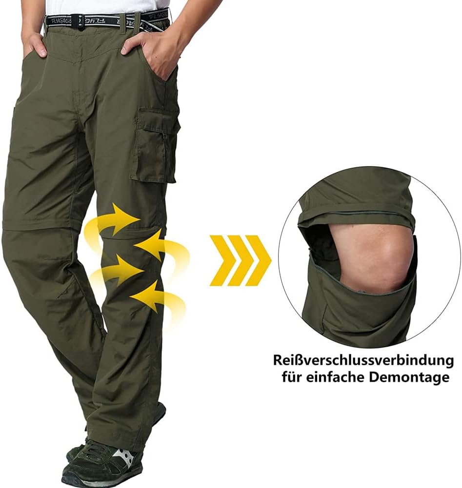 Herren Wanderhose Zip Off Leichte Atmungsaktiv Schnell Trockend Trekkinghose Abnehmbar Funktionshose
