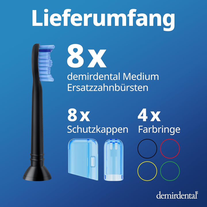 8er demirdental Aufsätze passend für Philips Sonicare Ersatzbürsten ProResults Medium Bürstenköpfe,