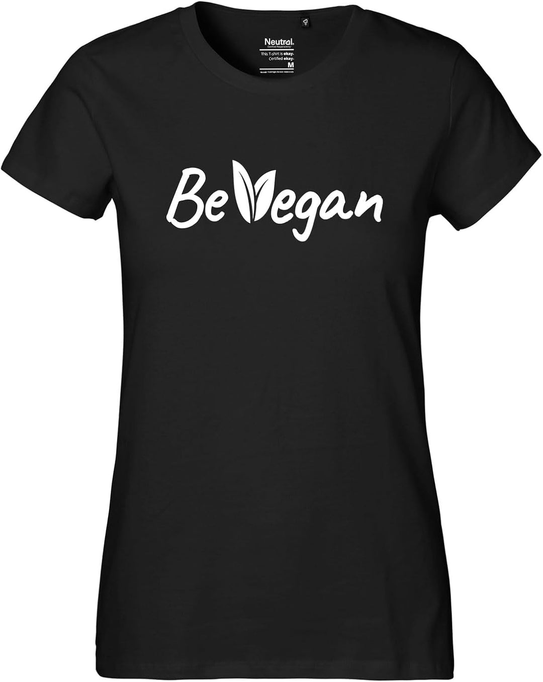 huuraa Damen T-Shirt Be Vegan Blätter Bio Baumwolle Fairtrade Oberteil Grösse XS-XXL mit Motiv für a