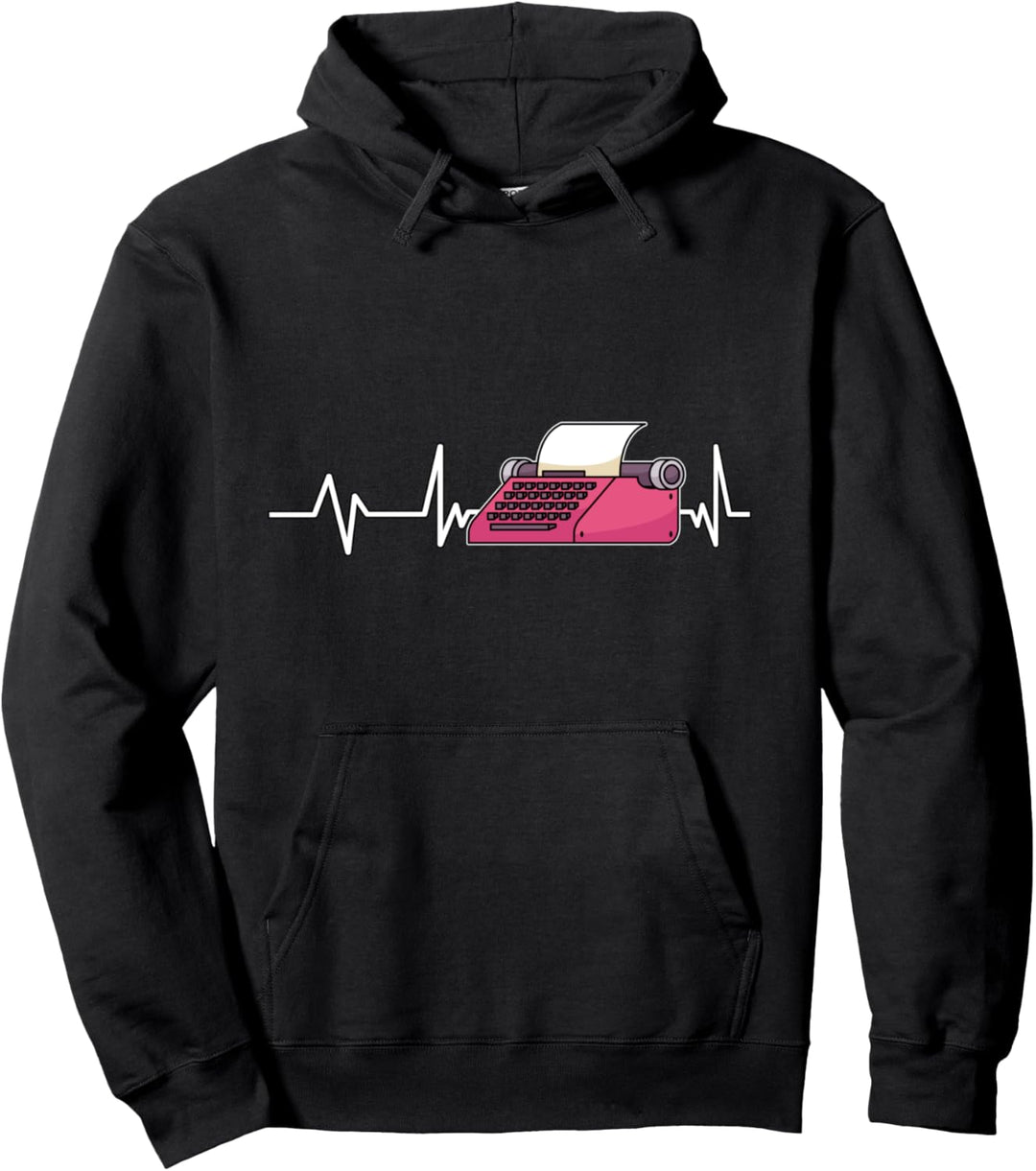 Retro Schreibmaschine Herzschlag Geschenk Schriftsteller Pullover Hoodie
