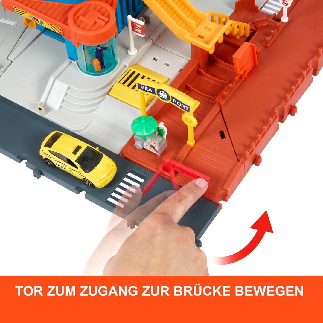 Matchbox Spielzeugautos und Spielset, Transport-Center mit 5 Etagen, von Kindern und Autos aktivierb