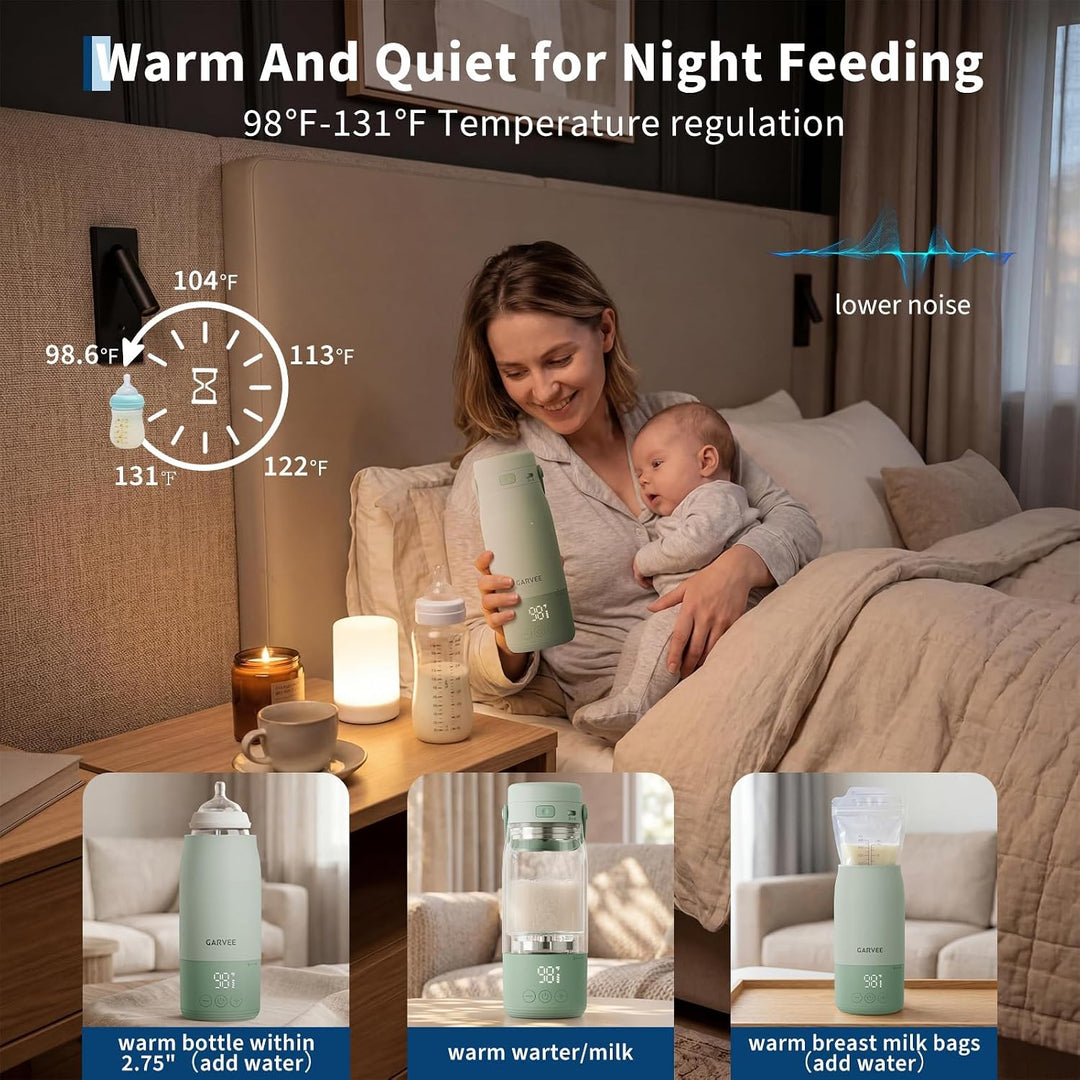 Baby Flaschenwärmer Unterwegs, Mobiler Milcherwärmer Mit Akku, 500ml, LED-Anzeige, 1°c Präzise Kontr