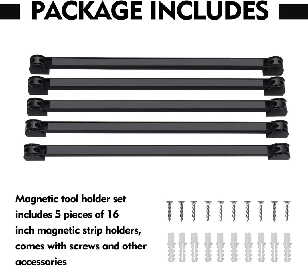 magnetleisten für werkzeug 5 Stück, werkzeug magnetleiste Set 40cm, magnethalter werkzeug für Küche,