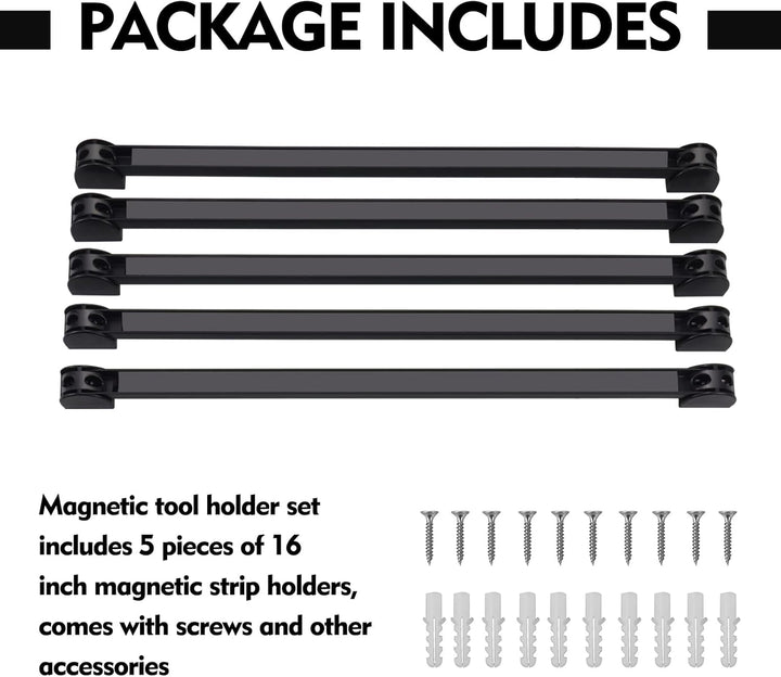 magnetleisten für werkzeug 5 Stück, werkzeug magnetleiste Set 40cm, magnethalter werkzeug für Küche,