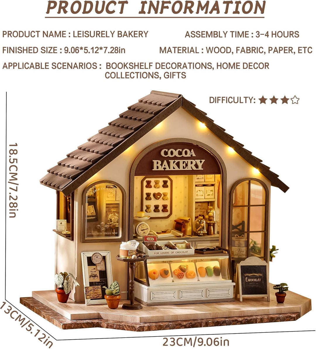 Spilay DIY Miniature House, Mini Handgefertigte Grünes Pflanzenstudio Kit Mit LED-Licht, Schutzhülle