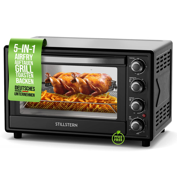 Stillstern Minibackofen mit Umluft (35L) Deutsche Version, 2x Backblech, Ofenhandschuhe, Rezeptheft,