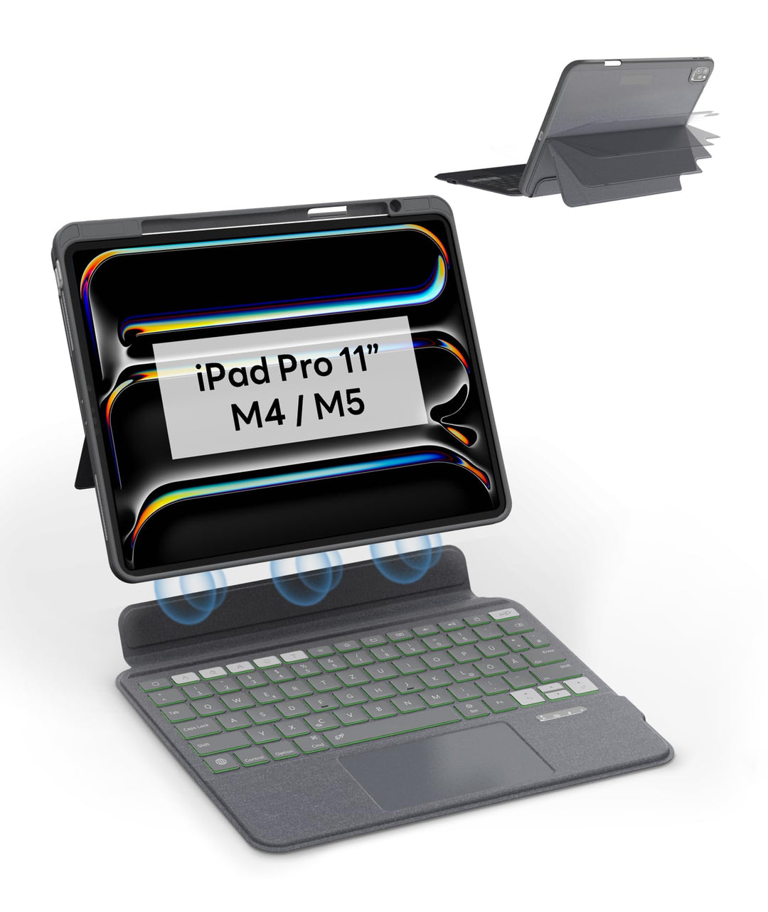 eip Magnetix Tastatur Hülle für iPad Pro 11" (M5 2025 / M4 2024) | Magnetische abnehmbare Hülle mit