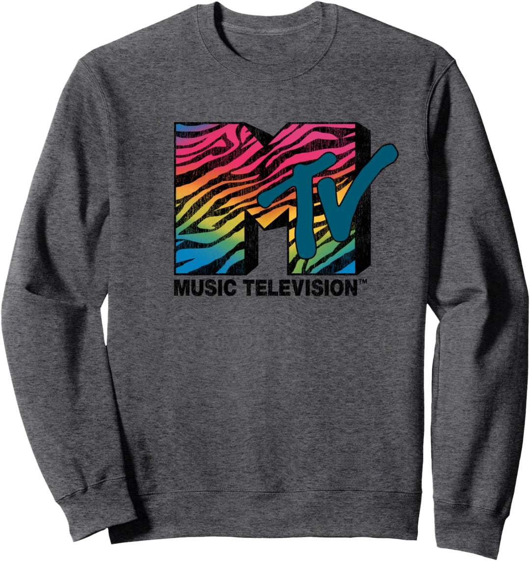 MTV Rainbow Zebra Stripe Logo Sweatshirt