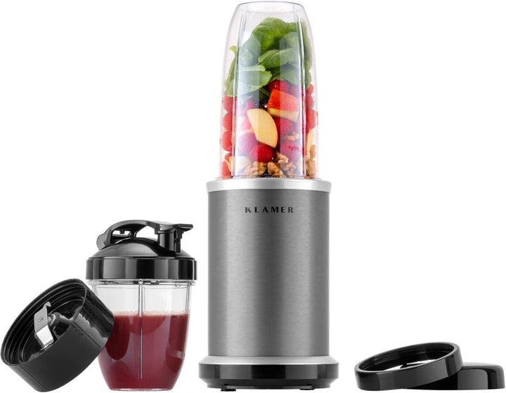 KLAMER Bullet Mixer 1000 Watt, Smoothie Maker, elektrischer Shake Mixer mit 2 Mixbehältern, 2 Klinge