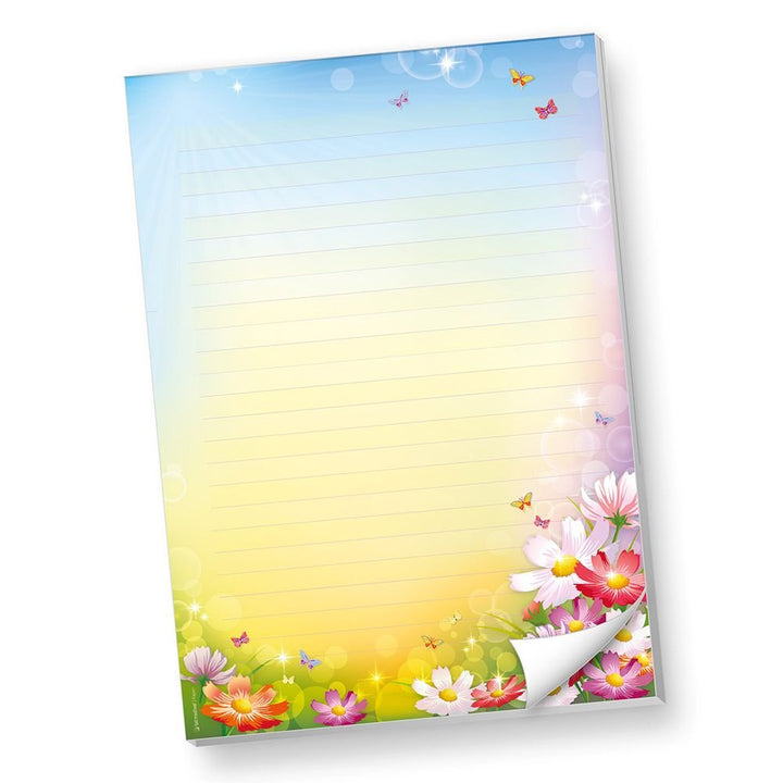 Schreibblöcke DIN A4 Liniert Florentina 10 BLÖCKE Briefpapier-Block Bunte Blumen, 10 Blöcke