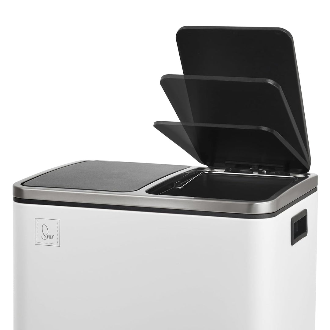 SVITA TM2X30 Treteimer 60 Liter Abfalleimer Mülleimer Design Mülltrennung Papierkorb Küchen-Ordnung
