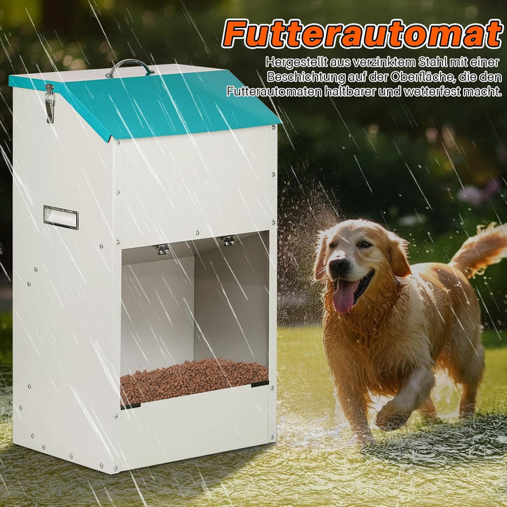 Svauoumu Futterautomat für Hunde - Fassungsvermögen 22 kg, mit Deckel Zum Schutz des Futters, Nageti