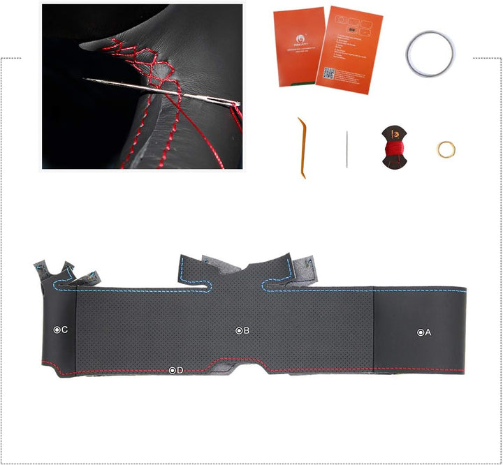MEWANT Lenkradbezug Lenkradhülle Massgeschneiderte aus Kunstleder Schwarz Auto Lenkrad Wrap für E39