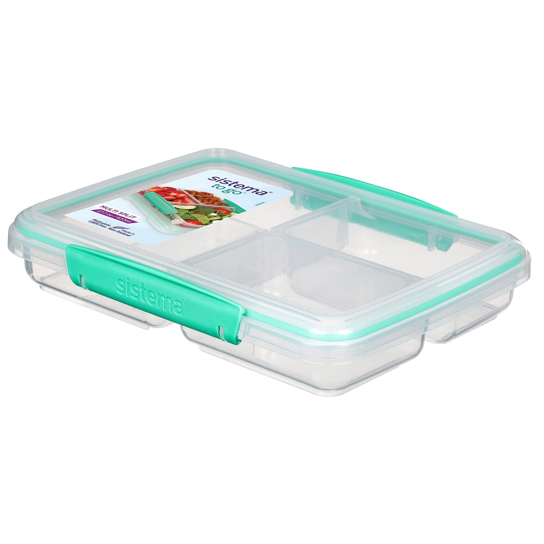 Sistema TO GO-Brotdose mit Fächern zum Portionieren | Lunchbox mit Trennfächern und Clips | 820 ml |