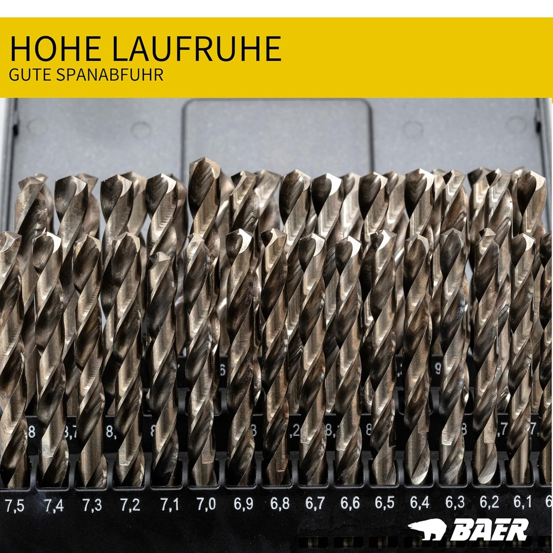 BAER HSSE Spiralbohrer Set (0,1mm steigend) 6-10 mm - Spiralbohrersatz aus hochlegiertem HSSE/Cobalt