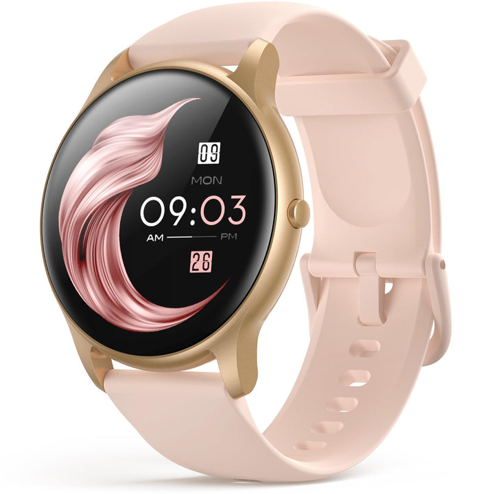 AGPTEK Smartwatch, 1,3 Zoll runde Armbanduhr mit personalisiertem Bildschirm, Musiksteuerung, Herzfr