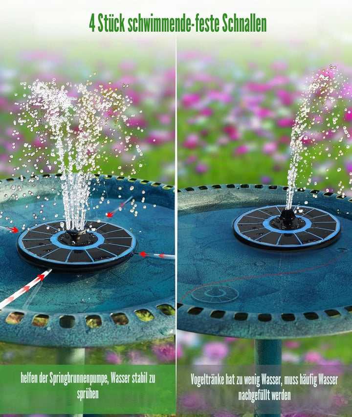 SZMP Solar Springbrunnen für aussen 100% Glas 2024 Upgraded,3.5W Solar Teichpumpe mit 8 Effekte Sola