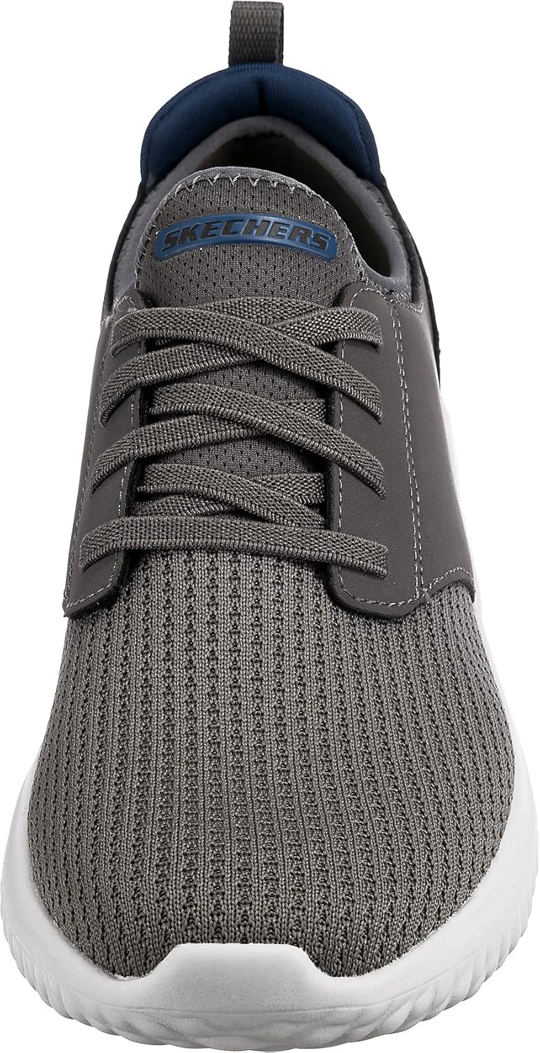Skechers Herren Delson 3.0 Mooney Runde Zehenpartie, Bungee-Schnür-Slipper 44 EU Gray Knitted Mesh,
