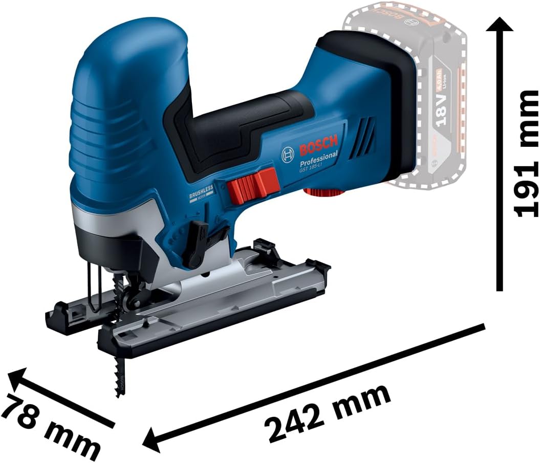 Bosch Professional GST 185 LI Akku-Stichsäge (18 Volt, 2 x 4,0 Ah Akku, Ladegerät, 0-3.500 Hub/min,