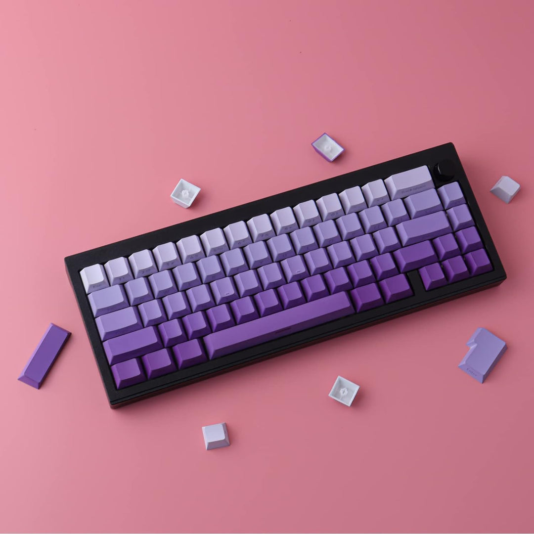 Keycaps PBT Transparente Keycaps Letter Side Engraved Purple Gradient Keycaps 135 Tasten Custom ANSI