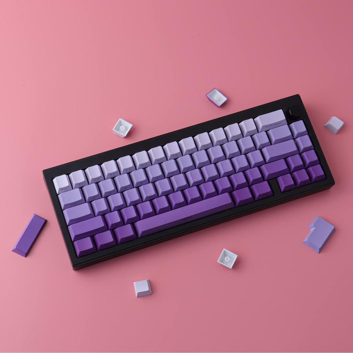 Keycaps PBT Transparente Keycaps Letter Side Engraved Purple Gradient Keycaps 135 Tasten Custom ANSI