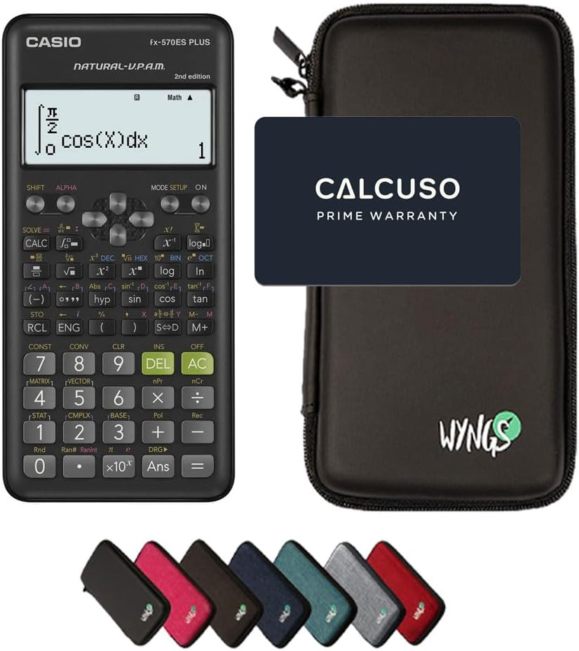 CALCUSO Sparpaket: Casio FX-570ES Plus 2nd Edition + WYNGS Schutztasche schwarz + Erweiterte Garanti