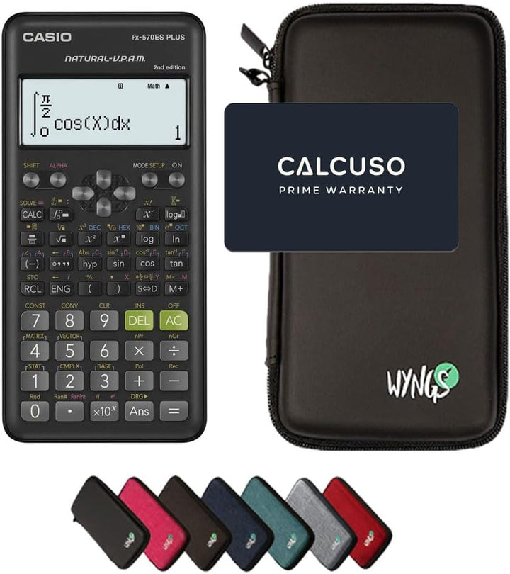 CALCUSO Sparpaket: Casio FX-570ES Plus 2nd Edition + WYNGS Schutztasche schwarz + Erweiterte Garanti