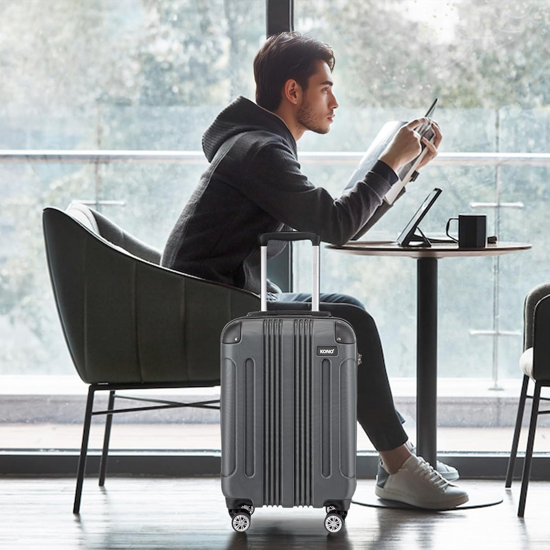 KONO 65cm Koffer Mittelgross Hartschale Trolley Rollkoffer Reisekoffer mit 4 Rollen 65x42x26cm (Koff