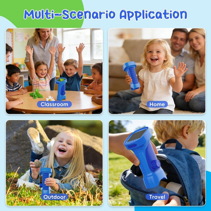 Mikroskop für Kinder, Temodu 2.4" Bildschirm, 1000X USB Tragbares Taschenmikroskop, Wiederaufladbare