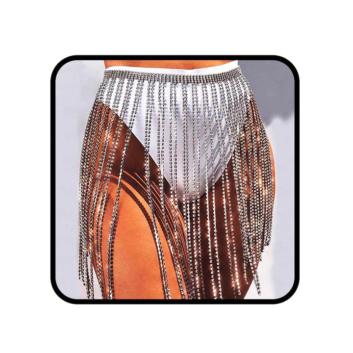 Sethain Boho Taillenkette Silber Quaste Strass Ketten Bauch Kristall Kette Bikini Körperzubehör Schm