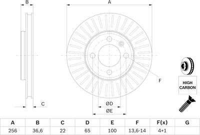 Bosch BD1606 Bremsscheiben - Vorderachse - ECE-R90 Zertifizierung - zwei Bremsscheiben pro Set