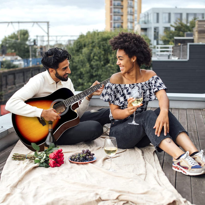 Winzz 4/4 Elektro-Akustische Gitarre, Westerngitarre Set Erwachsene Anfänger, Akustikgitarre 41 Zoll
