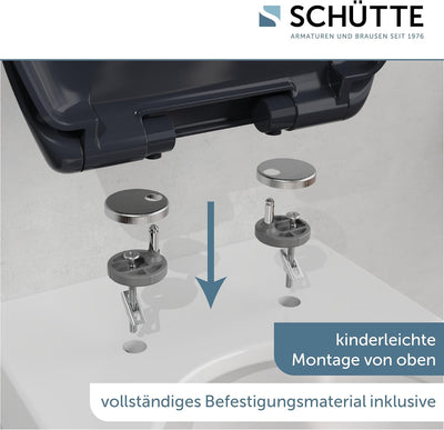 Schütte WC-Sitz mit Absenkautomatik, Abnehmbarer Klodeckel aus bruchsicherem Duroplast, Innovative D